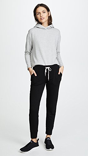 Monrow Women's Sporty Sweatpants, Casual Fit, Side Pockets, Elastic Waistband & Banded Ankles, Black, M #TOP4
