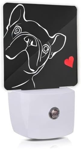 Miniatura 8 de Bulldog francés perro rojo corazón luz nocturna enchufable LED luces nocturnas sensor automático lámpara de noche lámpara de atardecer a amanecer