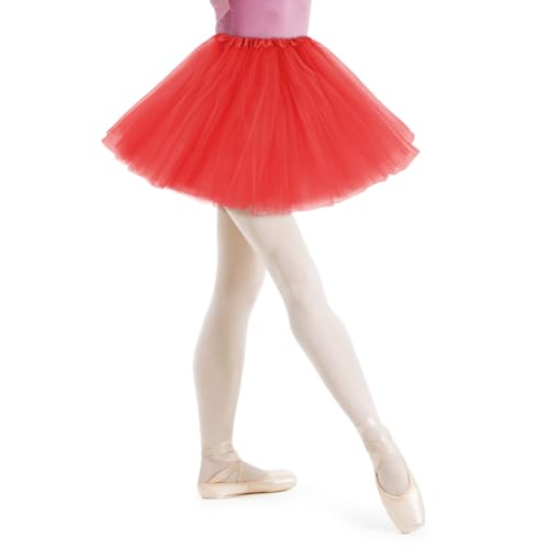 AYBUY Tutu para mulher saia de tule, saia de tule elástica de 3 camadas para, adulto adolescente Tutu retro 80s festa, Halloween carnaval disfarce, Vermelho