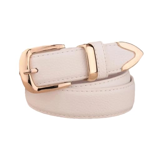 Women's Synthetic Leather Belt - 2.8cm Wide Gold Buckle Dress Jeans Strap