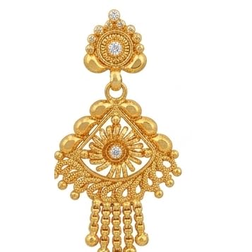 Image of Gold-Plated Chandelier Drop Earrings with Tassel Detail