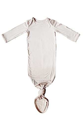 Image of Marlowe & Co Knotted Newborn Baby Gown, Ultra Soft Knotted Sleeper Gown for Baby Boy and Girl (Natural, 0-3 Months)