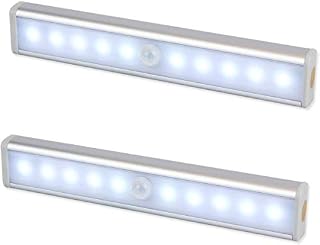 10 LED PIR Motion Sensor LED Night Light Battery Operated with Magnetic Strip x1