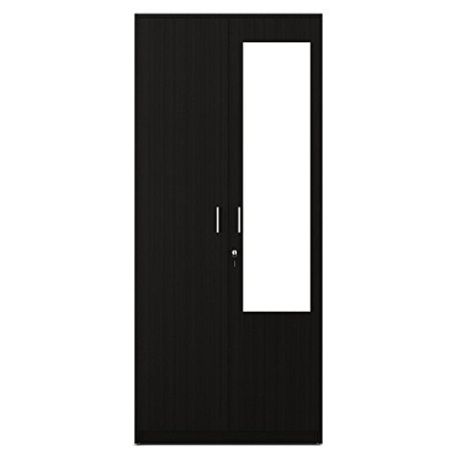 Image of Spacewood Value Wardrobe | 3 Year Warranty | Almirah, Cupboard, Almari, 2 Door Wardrobe with Mirror, 1 Drawer (1 Lock Drawer) and 1 Hanging Space|Engineered Wood| Natural Wenge