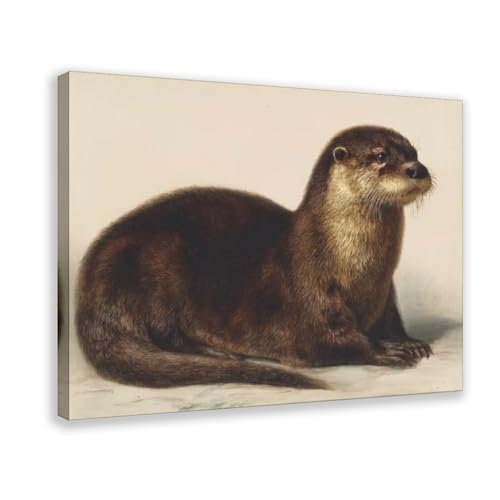 Affiche loutre rétro impression premium sur toile de coton