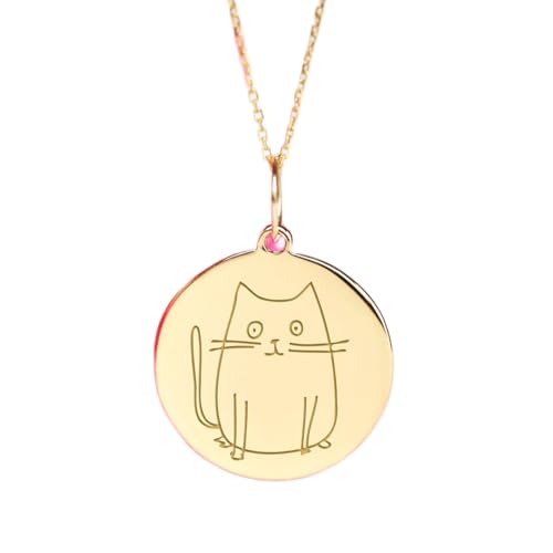 Collier chat dessin animé en argent 925 plaqué or délicat