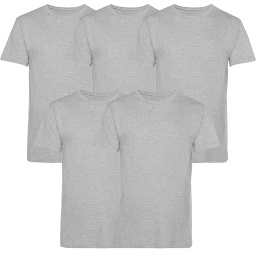 Image of Men’s T-Shirts Multipack | Crew Neck Short Sleeve | 100% Cotton | Casual, Gym, Work, DIY, or Events | Comfortable and Durable Plain T-Shirts | Pack of 5 Grey Large
