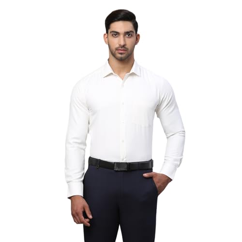 Image of Park Avenue Men Cotton blend Slim Fit Structure Pattern Semi Cutaway Collar Formal Shirt