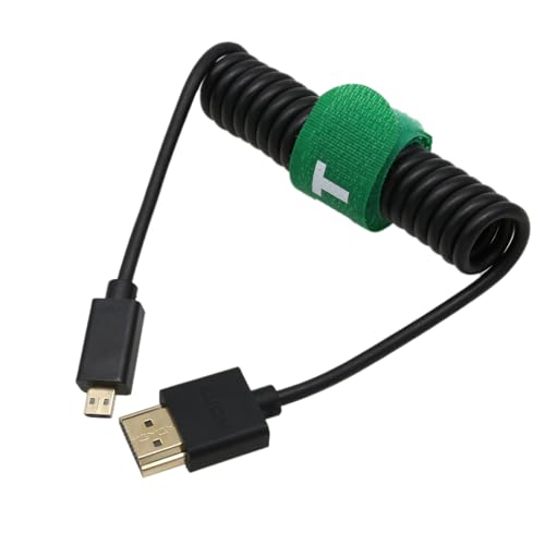 Image of HangTon Micro HDMI to HDMI 4K 60p 6K 8K Coiled Cable for Sony A7C A7R IV Canon R8 R10 R6 mkII XT4 Lumix S5 Camera Ninja V Monitor DJI RS, HDMI 2.1 Type A D Ultra HD