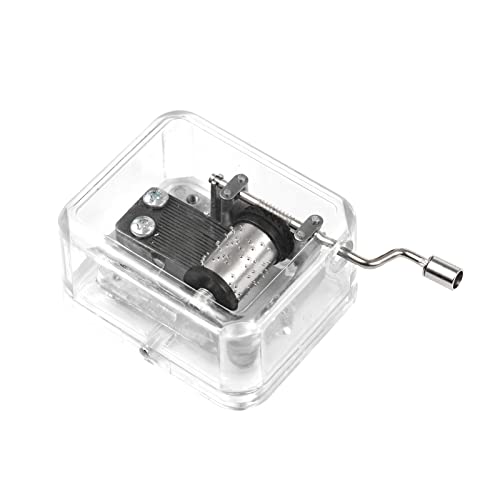 Carillon con 18 note in acrilico trasparente, con manovella, meccanico fai da te, ornamenti musicali classici, regalo fai da te per compleanno, festival, anniversario