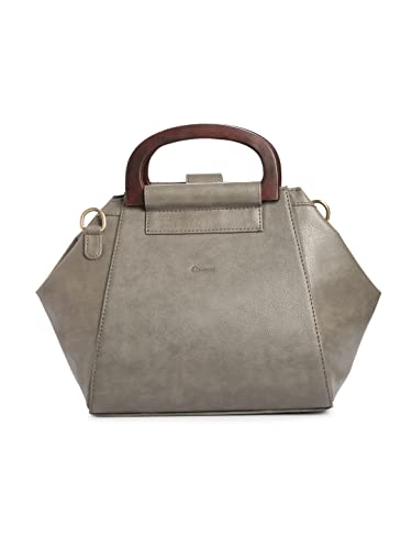 Image of RASHKI UNICA - Womens Vegan Leather Handbag | Spacious Compartment | Real Wood Handle | Detachable and adjustable Shoulder Strap | Zipper closure and magnetic button