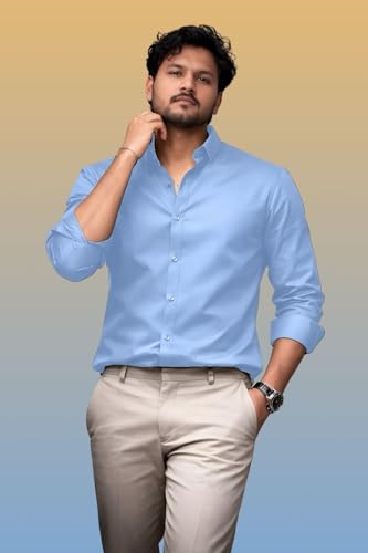 Image of Men's Casual Cotton Blend Shirt | Regular Fit | Full Sleeve | Solid Design