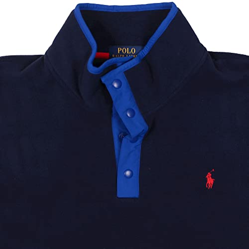 Image of POLO RALPH LAUREN Men's Fleece Pullover Jacket Sweater Snap Closure (Navy 002, XX-Large, 2XL)