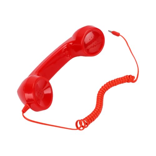 Bewinner Combiné Téléphonique Rétro Filaire 3,5 Mm (Rouge Vif)