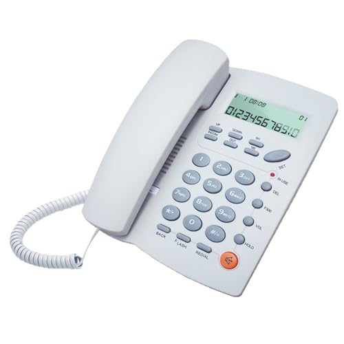 Corded Phone with Caller ID and Speakerphone for Office Telephones Landline with Answer Phone ABS Corded Phones Landline, White