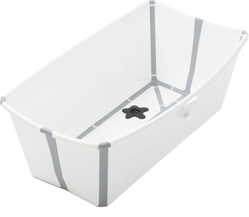 Image of Stokke Flexi Bath XL Bundle, White - Roomy Folding Baby Bathtub + Newborn Support - Lightweight Construction and Easy to Store - Ideal for Children from 0-6 Years