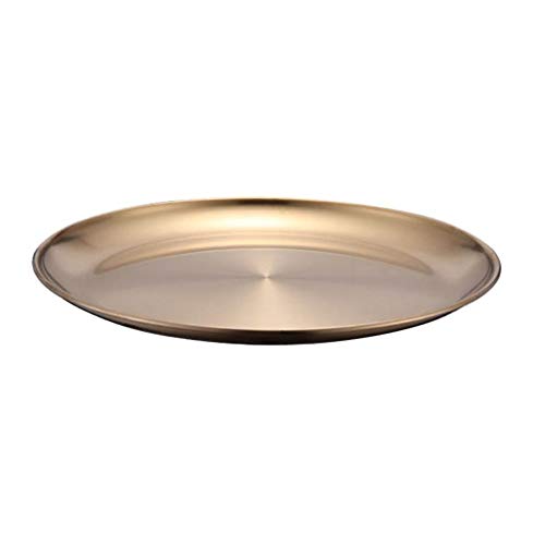LDDO Round Gold Tray Round Gold Serving Tray Plate Decorative Jewelry Organizer Display for Modern Home Jewelry Makeup Kitchen Tableware