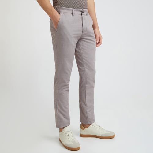 Image of Colorplus Men's Poly Cotton Blend Yarn Dyed Pattern Contemporary Fit Flat Front Casual Trouser