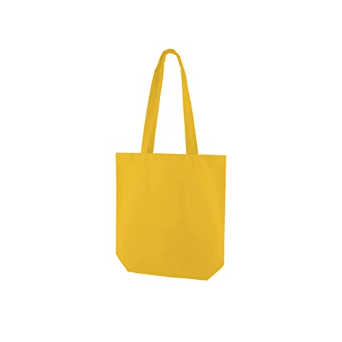 Image of Ecoduka® 10oz Coloured Heavy Cotton Canvas Tote Bag | Shopping Bag in 15 Vibrant Colours | 320gsm Orange, Yellow, Purple, Red, Blue, Pink, Green (Yellow)
