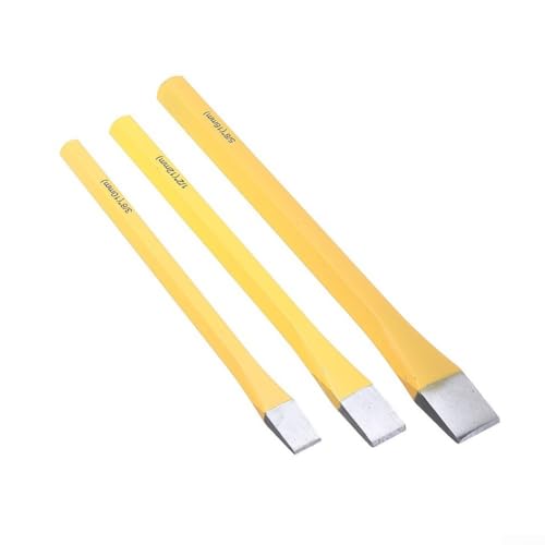 Lot de 3 burins plats en acier massif pour outils de menuiserie, réparation mécanique, étui de rangement inclus 10 mm, 12 mm, 16 mm