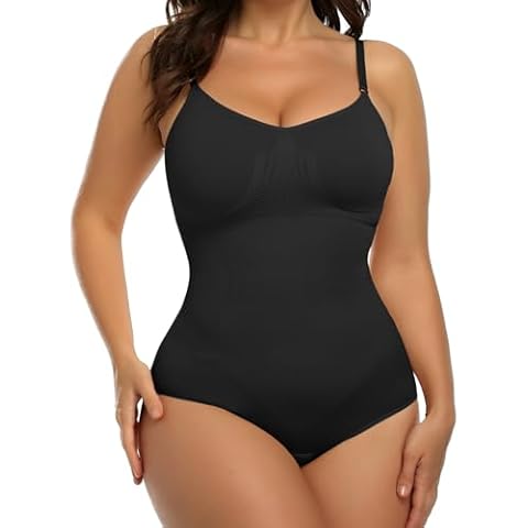 SHAPERIN Shapewear Tummy Control Bodysuits for Women Sexy Ribbed Seamless Sculpting Body Suit Shaper Tank Top Black L Cover