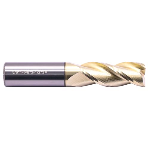 Image of 5 /8 inch 3 Flute Solid Carbide Square End Mill for Aluminum, ZrN Coated | 37 Degree Helix, 3 Flute, 5 /8 inch Cutting Diameter, 5 /8 inch Shank Diameter, 1-5 /8 inch Length of Cut, 3-1 /2 inch Overall Length