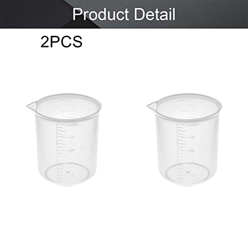 Othmro 2pcs Plastic Measuring Jugs, 500ml Measuring Cup Transparent Graduated Beaker for Baking Cooking Lab Measure Tool - Image 4