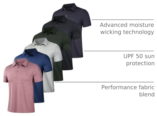 Image of OYGSieg 6 Pack Mens Polo Shirst Short Sleeve Collared Golf Polos