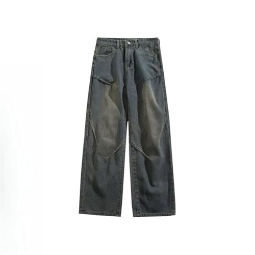 Men’S Flare Leg Vintage Denim Jeans with Zipper Fly Mid Waist Straight Fit Casual Streetwear Pants4