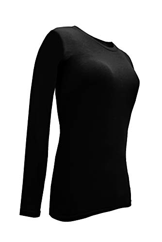 Natural Uniforms Women's Under Scrub Tee Crew Neck Long Sleeve T-Shirt (Black, S   mall)