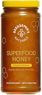 BEEKEEPER'S NATURALS B.Powered Superfood Honey for Everyday Wellness - Raw Honey with Bee Pollen, Propolis + Royal Jelly (11.6 oz)