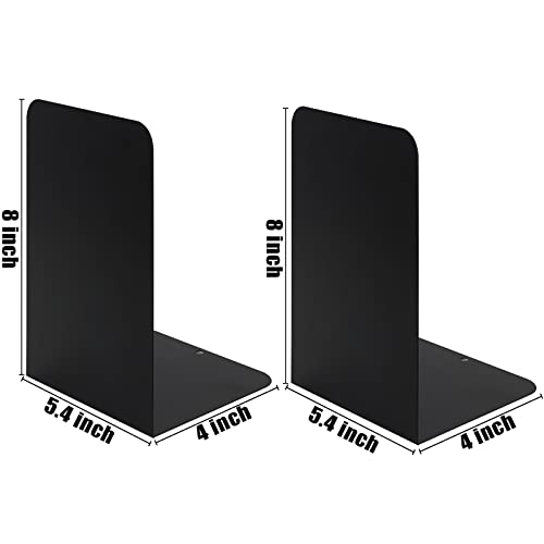 Black Metal Bookends, 4 Pairs Book Ends For Shelves, Book Holders For Family, Office And School, Heavy Duty Book End, 8 X 5.4 X 4 Inch #TOP1