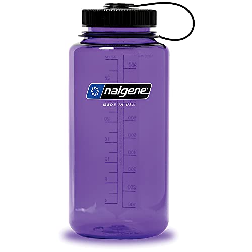 Nalgene Tritan Wide Mouth BPA-Free Water Bottle, Purple w/ Black Cap,...