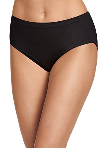 Jockey Women's Underwear Smooth & Shine Seamfree Hipster, Solid Black, 7