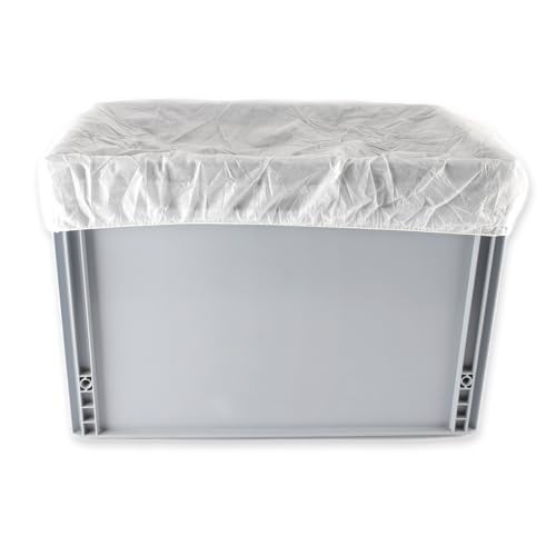 FRANZ MENSCH 50 Stück Hygostar Abdeckhauben, mit Naht | PP, Packung, weiß, L: 60cm, B: 40cm, H: 7,5cm, Abdeckhauben, Hygienehauben, Kistenhauben
