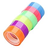 CALLARON 6 Rollos de Cinta Adhesiva Transparente y Colorida de Bopp, Resistente y Multipropósito para Manualidades Infantiles y Decoración Aula Escolar