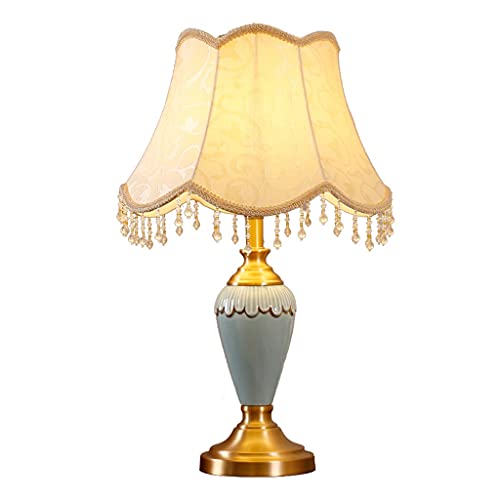 Lampe de table rétro en céramique avec base en cuivre pour bureau