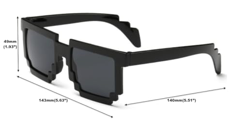 Image of DC DECORIO Thug Life Sunglasses Pixel Gangsta Life Funny Novelty Shades With Box Packing (SOLID-BLACK)