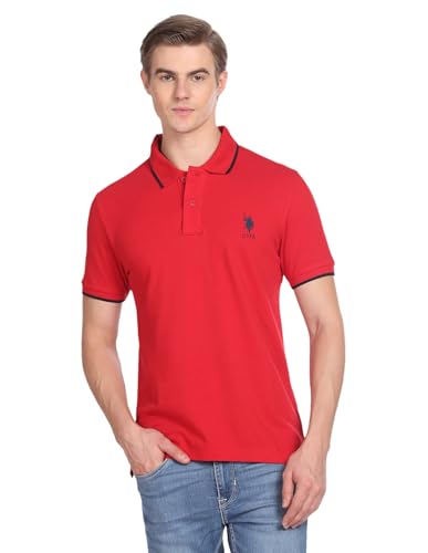 U.S. Polo ASSN. Solid Slim Fit Polo T Shirts for Men - 100% Cotto...