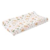LOPUNER Baby Bassinet Mattress Pad Cover for Newborns, Washable Cotton Cradle Sheet with Detachable Floral