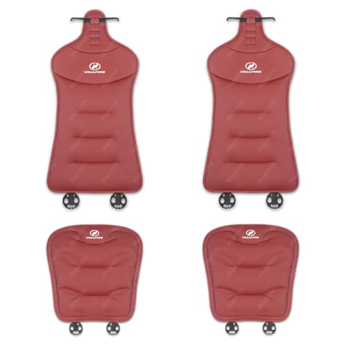 ヴェルファイア(VELLFIRE) 車用 シートカバーセット カーシートカバー 座布団 ヴェルファイア 20系 30系 40系 車腰クッション ランバーサポート ファッション背もたれ 滑り止め 通気 運転席用 助手席用 リアシート (レッド,2個 前席シー