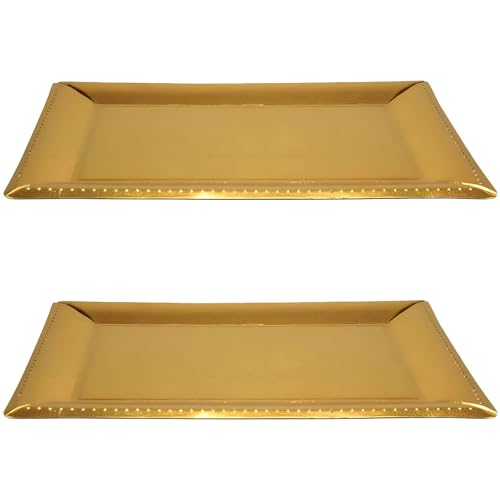 Kingzak Premium Gold Decorative Serving Paper Trays - 16.25