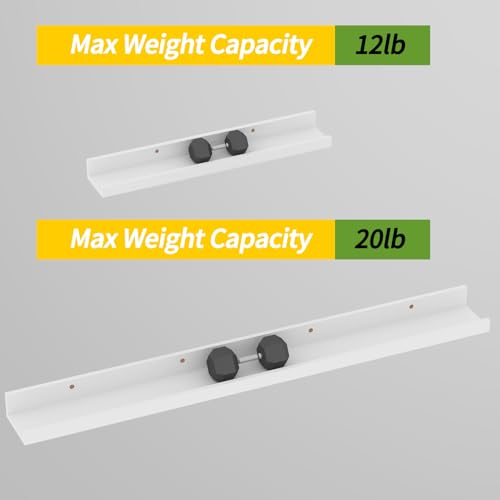 Lyeasw 36 Inch White Floating Shelves for Wall Set of 5, Long Picture Ledge Wall Shelf for Living Room, Bedroom, Kitchen, Office, Bathroom, Nursery - Thumbnail 4