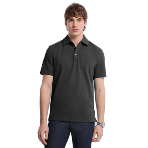 Michael Kors Men's Light Weight Bubble Knit Polo, Black, Medium