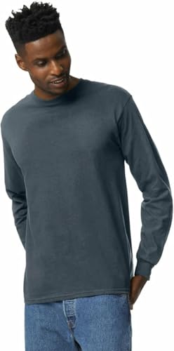 Image of Gildan Men's Long Sleeve T-Shirt, 100% Cotton (G2400) Dark Heather