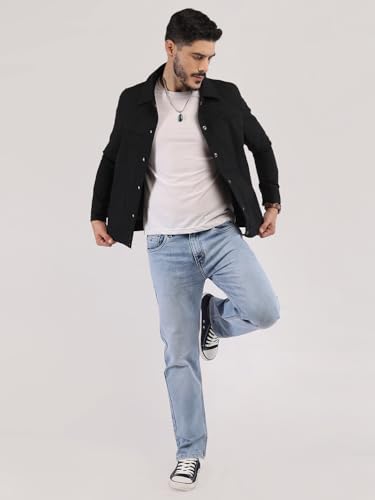 Image of CHKOKKO Men's Fleece Solid Winter Wear Regular Fit Standard Length Jacket