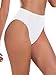 Colloyes Women's High Waisted High Cut Thong Bikini Bottom White Size Medium