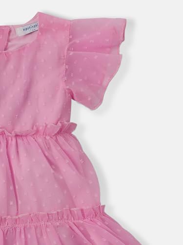 Image of Nautinati Baby Girls Flared Frock with Flutter Sleeves | Age 0-3 Years