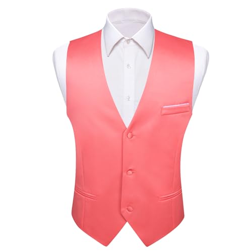 Image of Barry.Wang Mens Suit Vest Bow Tie Set 4PCS Formal V-neck Slim Fit Casual Solid Color Waistcoat Wedding Party Tuxedo