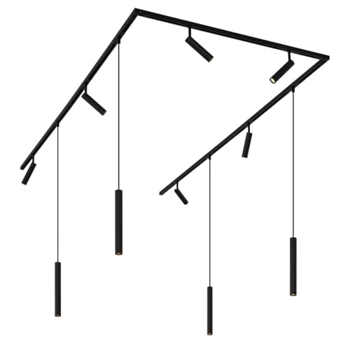 Qazqa - Modern Track Lighting System with 6 Spotbar I Spotlight Ceiling Bars and 4 Pendant Light Ceilings Black 1-Phase - Slimline Uzzy Keno- - Modern - Suitable for LED G9 | 10 Way Light - Polyeste